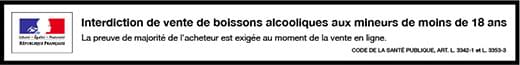 Bandeau d'avertissement vente d'alcool mineurs